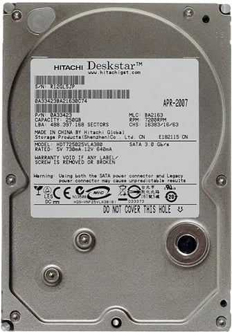 3年保証】Hard Drive HITACHI Deskstar 7K250 HDS722540VLAT20 40GB